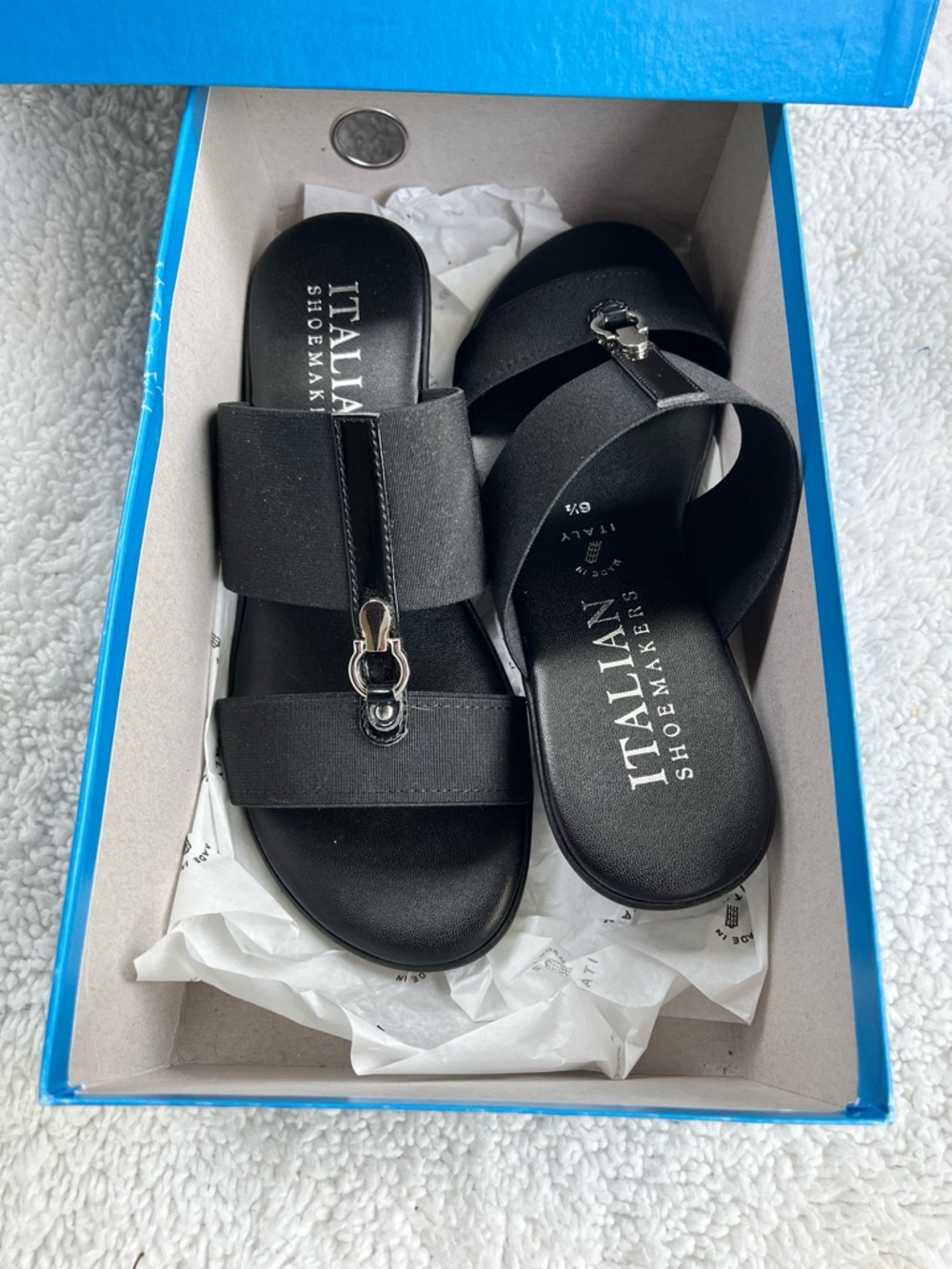 Women’s Black Slide In Sandal Size 6.5 Italian Shoemakers Summer Casual-Dressy - Picture 8 of 10